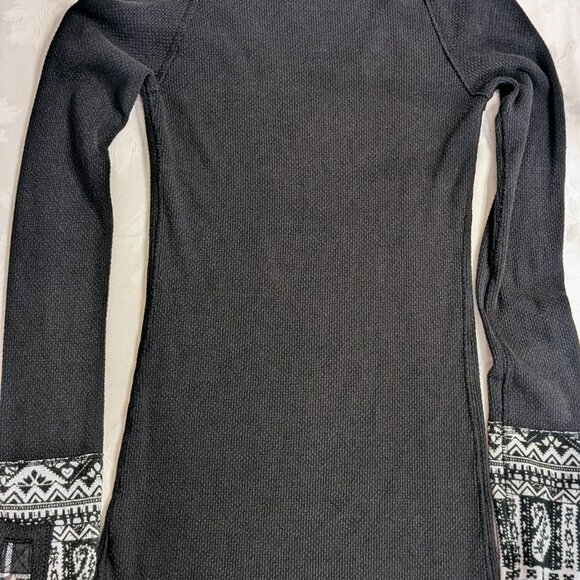 Free People We The Free Black Hyperactive Hippie Thermal Top Size L Black White - Picture 5 of 5